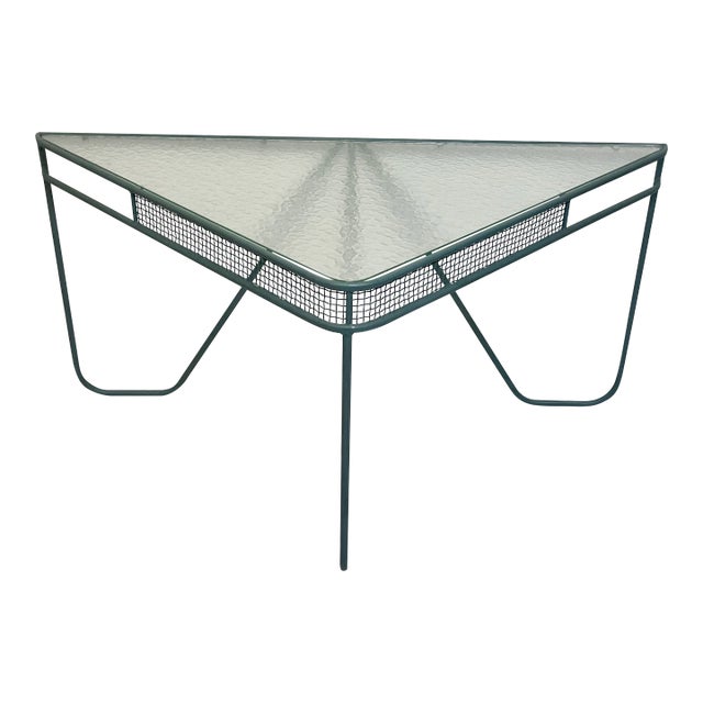 Vintage Corner Outdoor Patio Dining Table Attributed to Russell Woodard For Sale