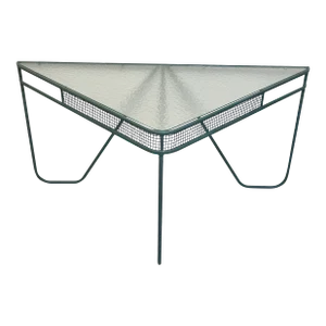Vintage Corner Outdoor Patio Dining Table Attributed to Russell Woodard