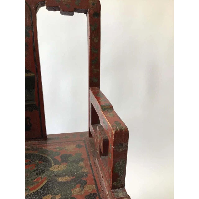 1920s Chinese Scarlet Painted Lacquered Armchair For Sale - Image 12 of 13