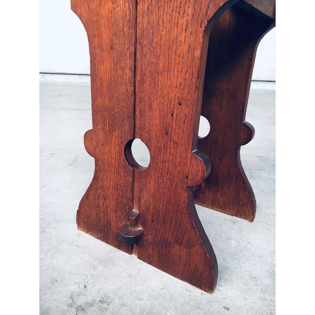 Amsterdamse School Design Oak Handle Stool, Netherlands, 1920s For Sale - Image 4 of 17