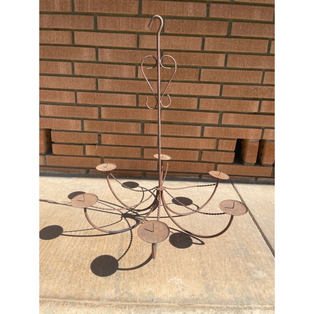 French Country Vintage Candle Stick Chandelier For Sale - Image 3 of 3
