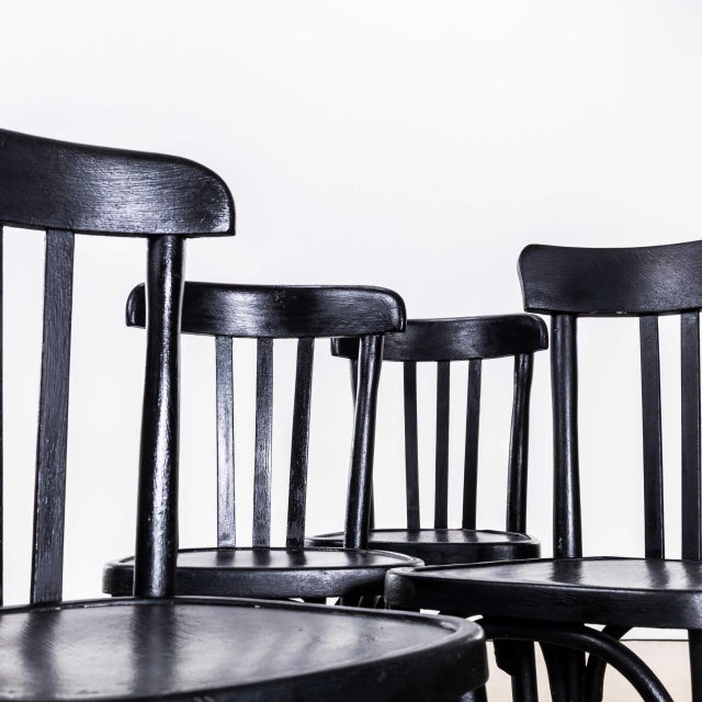 Tall Dark Oak Bentwood Dining Chairs, 1940s, Set of 4 For Sale - Image 6 of 10