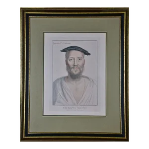 18th C. Bartolozzi Portrait of Brooke Cobham From a 16th Century Holbein Drawing, 1796