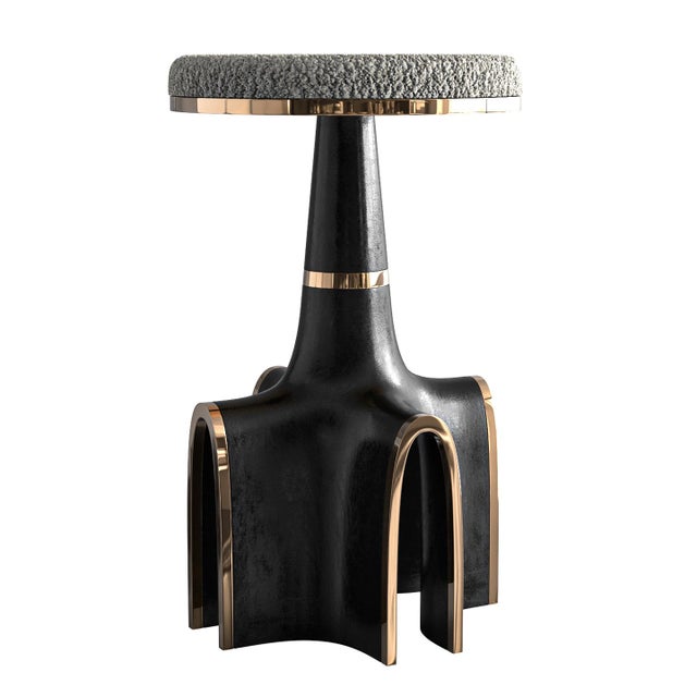 Art Deco "Quartina" Bar Stool With Stainless Steel and Bronze For Sale - Image 3 of 6