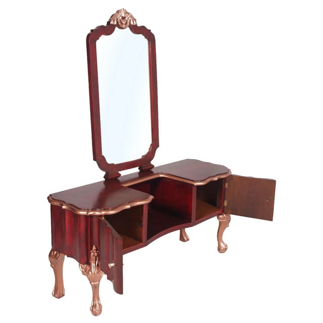 1910s a testolini & salviati venetian baroque vanity or mirrored console or dressing table, in solid carved walnut and...