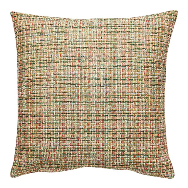 The House of Scalamandré Faye Pillow, Olive Coral For Sale