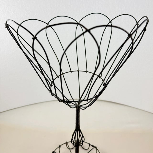 Antique French Handmade Petal Top Wire Kitchen Basket For Sale - Image 10 of 12