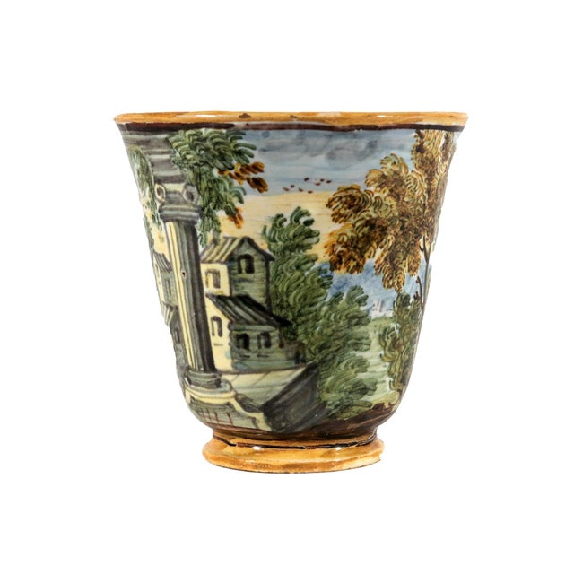 Italian Majolica Trembleuse Cup & Saucer, Castelli For Sale - Image 9 of 13