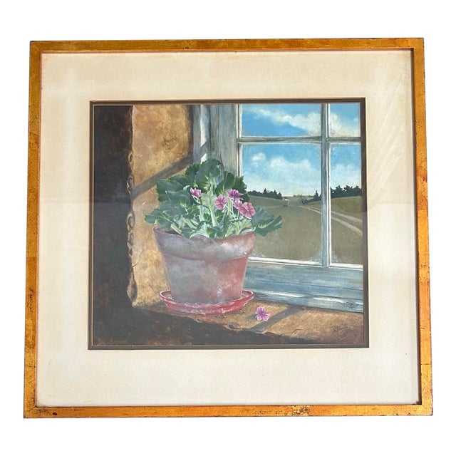 1970’s Original Room With a View Still Life Watercolor Painting For Sale