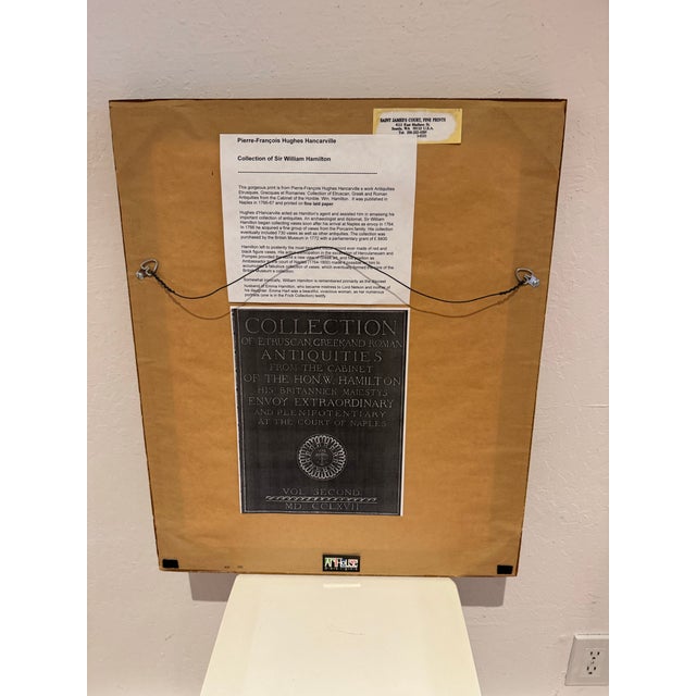 Sir William Hamilton 18th Century Neoclassical Aquatint Engraving No. 38 | Hamilton Collection | Greek Vase Scene | Double Matted Gold Frame [sh.104.b.5050] Reproduction For Sale - Image 4 of 4