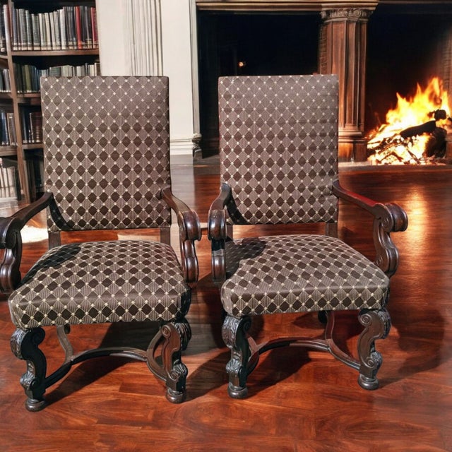 1950s Stunning Pair of Louis XIV Style Armchairs For Sale - Image 4 of 6