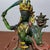 1940s Green Bodhisattva (Tara) Figurine Seated on Lotus Throne — Green & Gold Robes, Red Sashes For Sale - Image 4 of 9