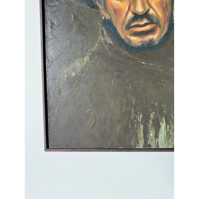 2000 - 2009 Vintage Galan Oil Potrait Painting of a Man With Hat, Framed For Sale - Image 5 of 12