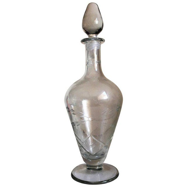 20th Art Deco Glass Decanter Bottle For Sale - Image 5 of 5