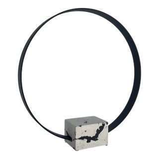 Contemporary Black and White Metal and Marble Ring Sculpture For Sale