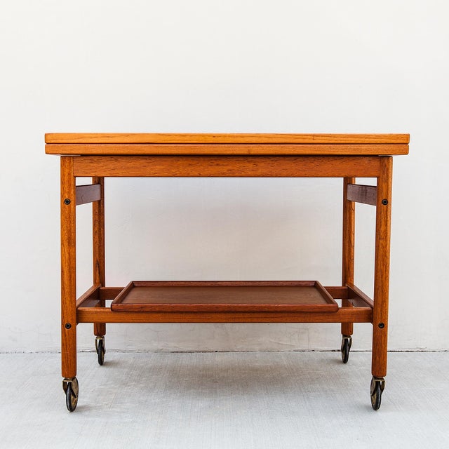 1960s Danish Modern Teak Flip Top Bar Cart by Kurt Ostervig For Sale - Image 9 of 12