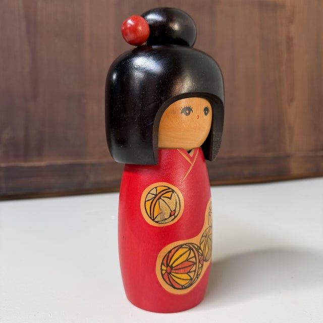 Contemporary Vintage Sōsaku Kokeshi with Temari Motif, 1980s For Sale - Image 3 of 8