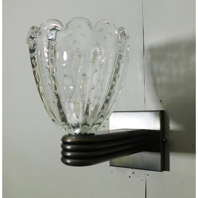 Italian 1950s Murano Bollicine Cups Sconces, a Pair For Sale - Image 3 of 10