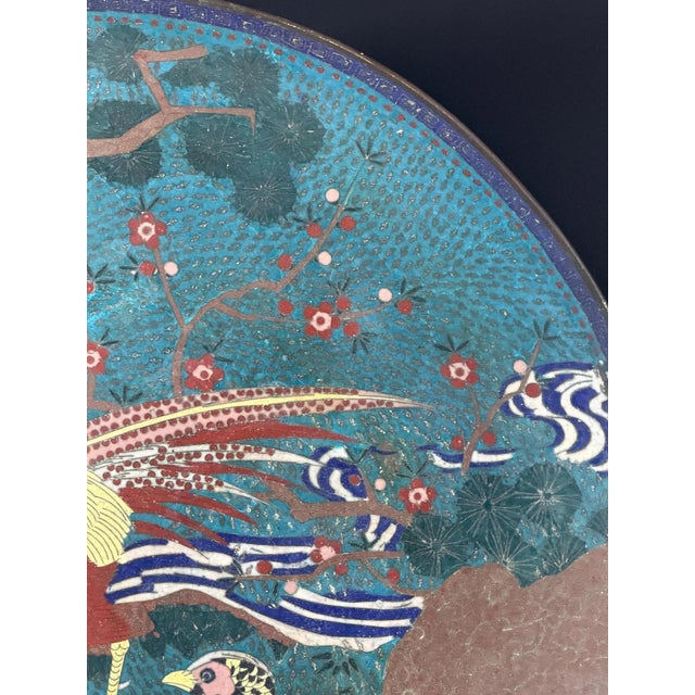 Japanese Cloisonné Charger with Pheasant and Chicks, Late 19th Century For Sale - Image 13 of 17