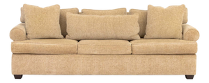 Modern Beige Chenille Upholstered Three-Seat Sofa