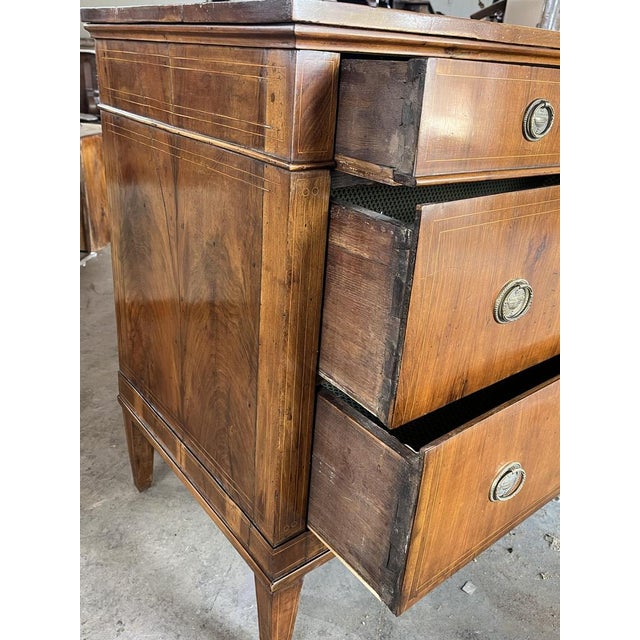 Antique Italian Neoclassical Walnut Commode with Inlay For Sale - Image 9 of 18