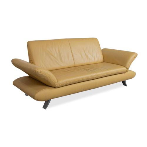Yellow Leather Rossini Two-Seater Sofa with Manual Function from Koinor For Sale - Image 4 of 14