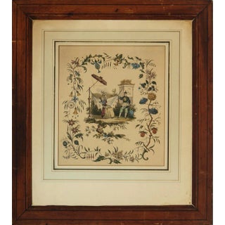 19th Century Chinoiserie Garden Scene Framed Print For Sale