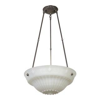 1920s Neoclassical Cast Milk Glass Rosette Pendant For Sale