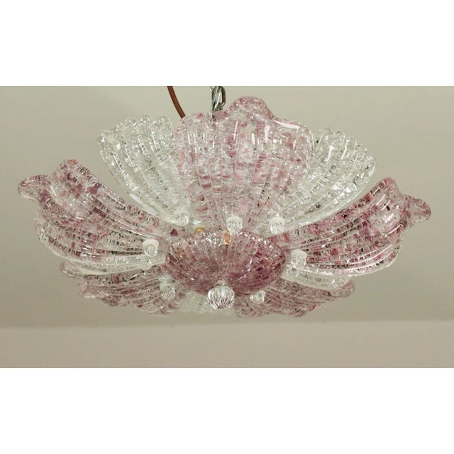 Set of 2 Vintage Murano Glass Ceiling Lamp Pink For Sale - Image 9 of 12