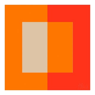 Two Toned Interactions, Orange Fine Art Print 40" X 40" by Liz Roache For Sale