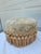 Beige and Cream Round Upholstered Footstool With Tassels For Sale - Image 4 of 10