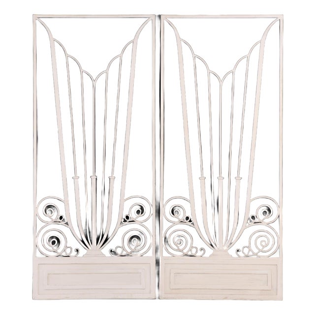 Exceptional Pair of Art Deco Style Iron Door Panels. For Sale