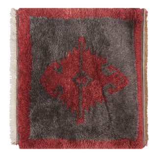 Vintage Red and Silver Turkish Tulu Rug 2'7" X 2'8" For Sale