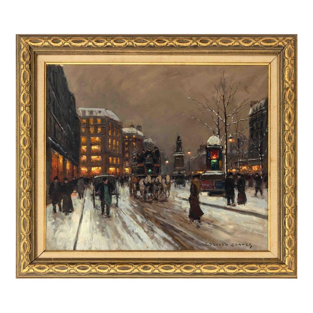 Edouard Cortes Place De Clichy in the Evening Oil For Sale