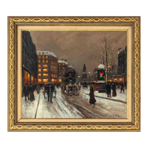 Edouard Cortes Place De Clichy in the Evening Oil