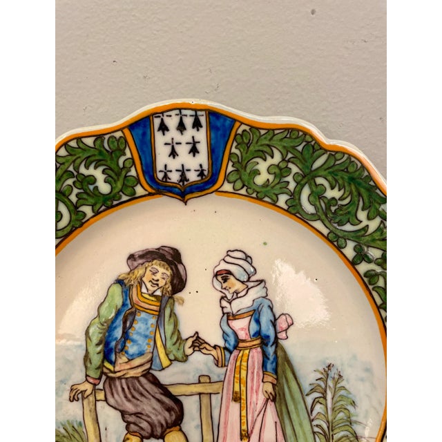 French Provincial 19th Century French Porquier Beau Quimper Plate For Sale - Image 3 of 10