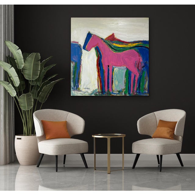 Contemporary Expressionist Horse Original Oil Painting For Sale - Image 4 of 12