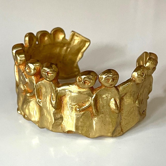 Mid-Century Modern French Sculptural Bronze Bracelet 'La Manif" by Line Vautrin For Sale - Image 3 of 12