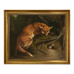 Fox on the Lurk Framed 16x20" Oil Painting Print on Canvas