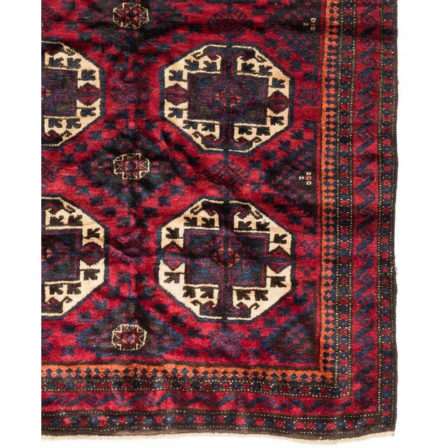 1940s Caucasian Burgundy Geometric Tribal Kazak Rug For Sale - Image 4 of 5