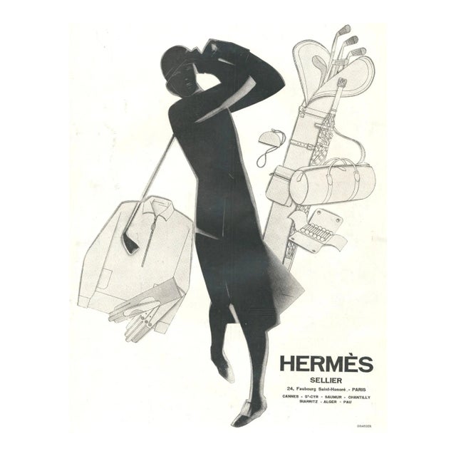 1929 Rare! Rare! French Hermes Advertisement Print for the Woman Who Loves the Sport of Golf For Sale
