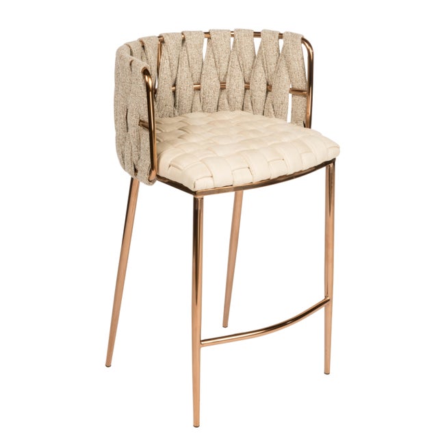 Modern Milano Off White and Gold Counter Chair For Sale - Image 4 of 4