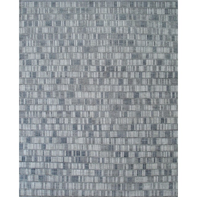 Textile 8x10 Tessa Sophisticated Gray Geometric Modern Hand Knotted Wool Carpet Rug For Sale - Image 7 of 8