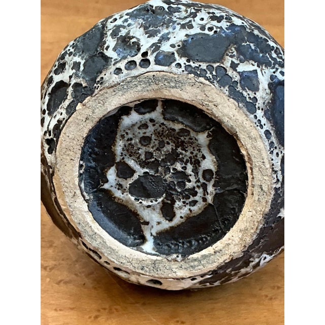 Vintage Black and White Textured Ceramic Vase For Sale - Image 13 of 14