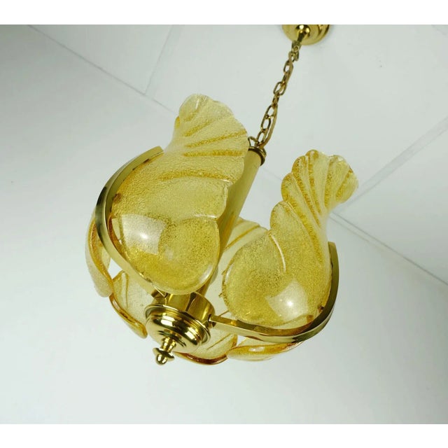 Metal Mid-Century Brass Amber Glass Pendant Lamp by Carl Fagerlund, 1960s For Sale - Image 7 of 11