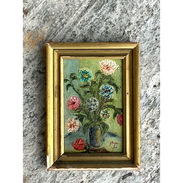 Vintage Boho Original Oil Painting of Flowers For Sale In West Palm - Image 6 of 6
