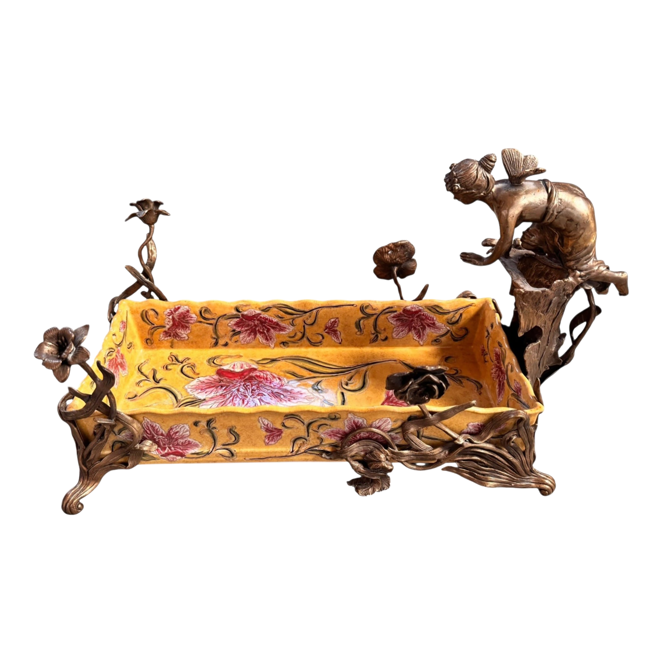 Late 20th Century Wong Lee: Art Nouveau Gilt Bronze Table
