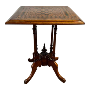 Antique Victorian Style Checkerboard/ Chess Board Inlaid Game Table