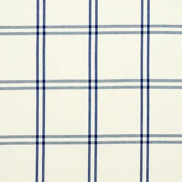Schumacher Luberon Plaid Fabric in Blue For Sale