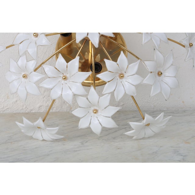 1970s Wonderful Murano Ceiling Light White Flowers For Sale - Image 11 of 15